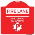 Signmission Fire Lane-No Parking No Waiting W/ No Parking, Red & White Aluminum Sign, 18" x 18", RW-1818-24003 A-DES-RW-1818-24003